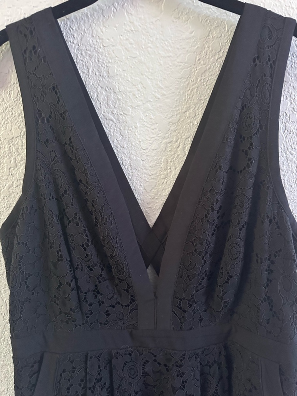 Free People Black Lace Mini Dress Open Back Deep V Sleeveless Size Large Boho - Picture 3 of 10